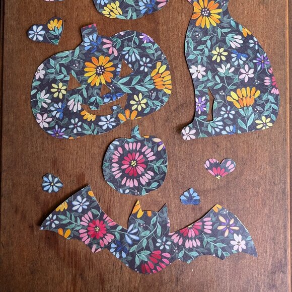 Hand Cut Halloween Autumn Pumpkin Themed Peel and Stick Decals - Picture 3 of 4